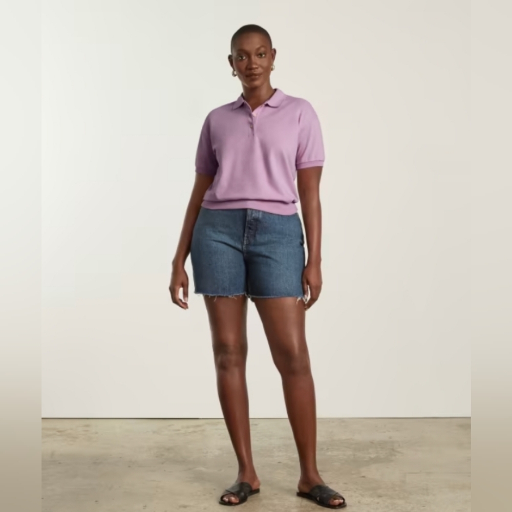 Everlane The Oversized Polo Shirt in Lavender, size L